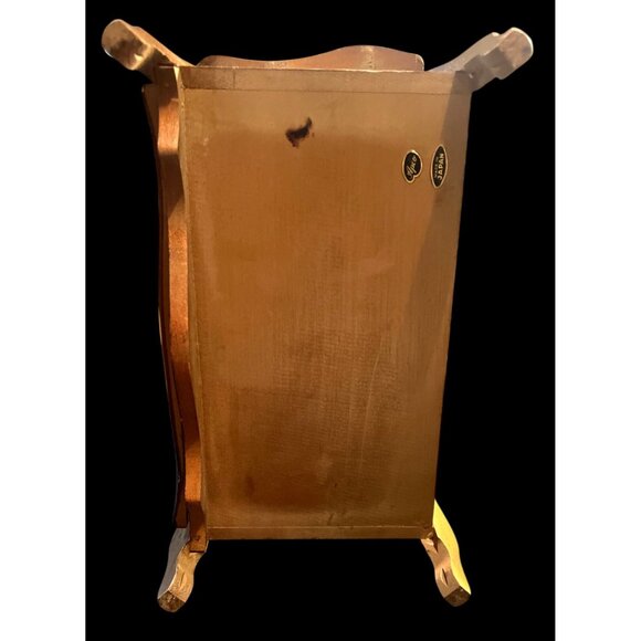 Vtg  60s Apco Japan Wooden Jewelry Chest Music Box 3 Velvet-Lined Drawers Hand-P - Picture 8 of 8